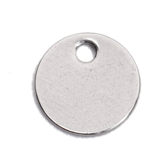 Picture of 304 Stainless Steel Chain Tail Extender Charms Round Disc Silver Tone 8mm Dia., 10 PCs