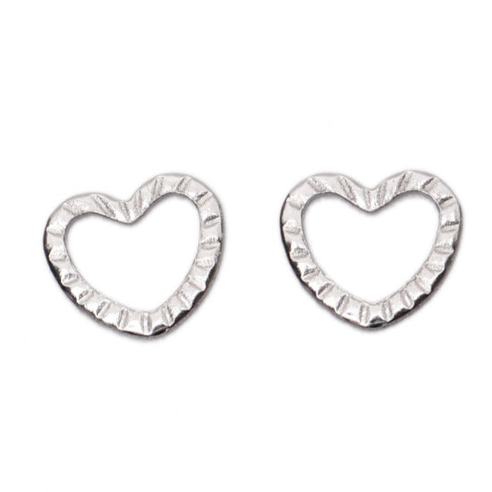 Immagine di 304 Acciaio Inossidabile Charms Cuore Tono Argento 8mm x 7mm, 10 Pz