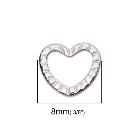 Immagine di 304 Acciaio Inossidabile Charms Cuore Tono Argento 8mm x 7mm, 10 Pz