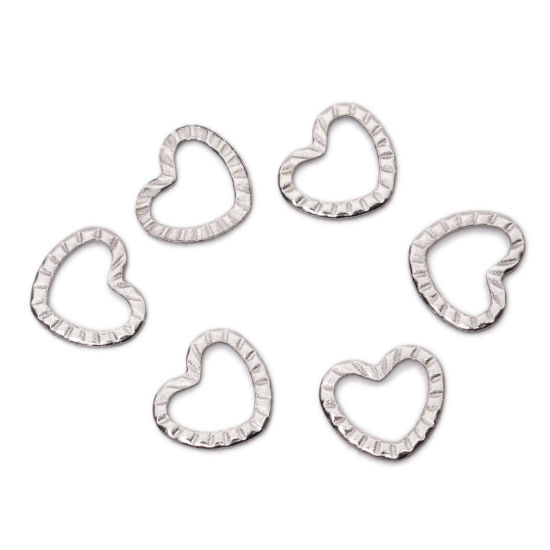 Immagine di 304 Acciaio Inossidabile Charms Cuore Tono Argento 8mm x 7mm, 10 Pz