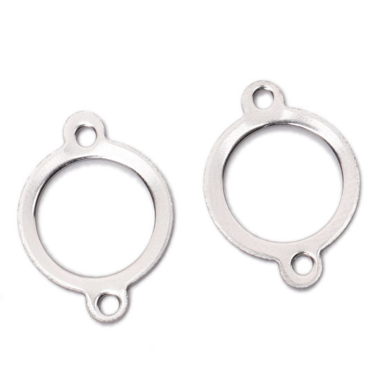 Immagine di 304 Acciaio Inossidabile Connettore Tondo Tono Argento 18mm x 13mm, 10 Pz