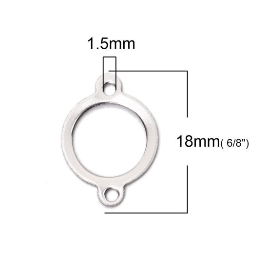 Immagine di 304 Acciaio Inossidabile Connettore Tondo Tono Argento 18mm x 13mm, 10 Pz