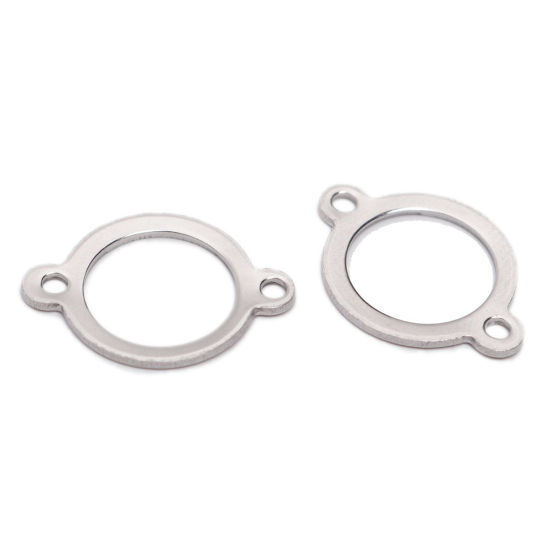 Immagine di 304 Acciaio Inossidabile Connettore Tondo Tono Argento 18mm x 13mm, 10 Pz