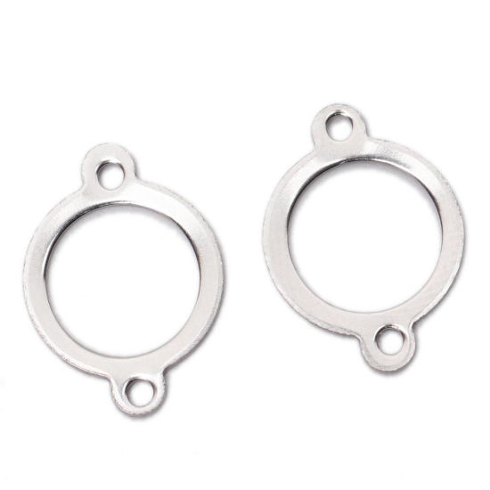 Immagine di 304 Acciaio Inossidabile Connettore Tondo Tono Argento 18mm x 13mm, 10 Pz