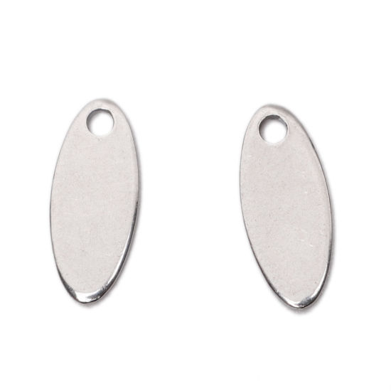 Изображение 304 Нержавеющая Сталь Подвески Овальные Серебряный Тон 12мм x 5мм, 10 ШТ