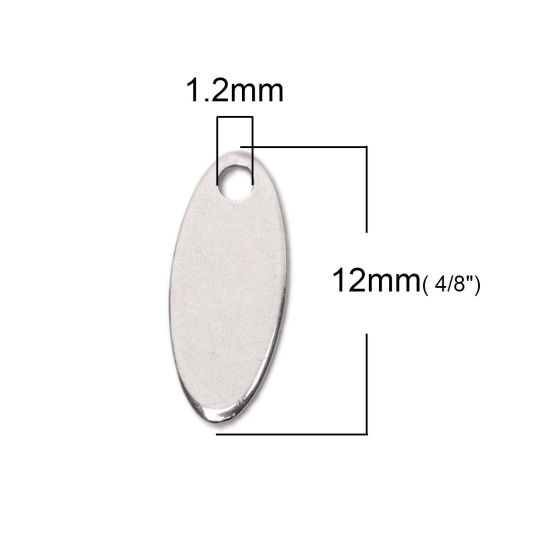 Изображение 304 Нержавеющая Сталь Подвески Овальные Серебряный Тон 12мм x 5мм, 10 ШТ
