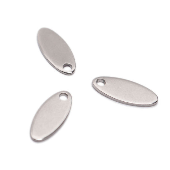 Изображение 304 Нержавеющая Сталь Подвески Овальные Серебряный Тон 12мм x 5мм, 10 ШТ
