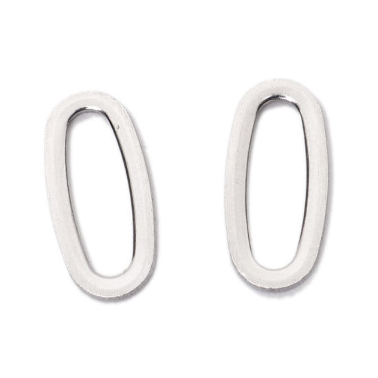 Изображение 304 Нержавеющая Сталь Подвески Овальные Серебряный Тон 12мм x 5мм, 10 ШТ