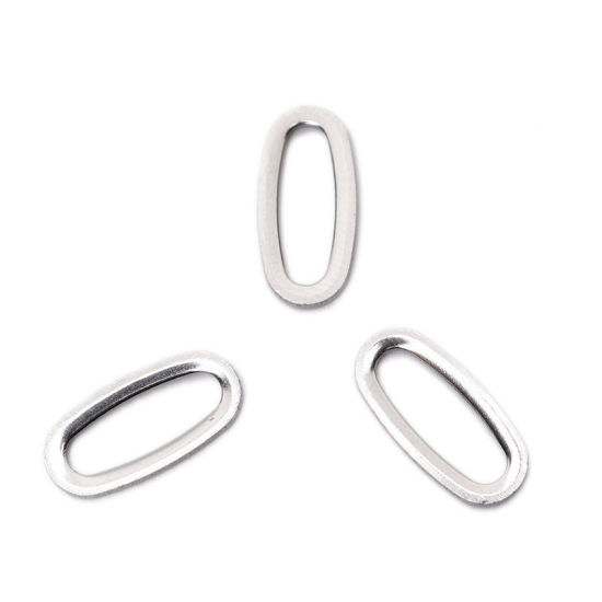 Изображение 304 Нержавеющая Сталь Подвески Овальные Серебряный Тон 12мм x 5мм, 10 ШТ