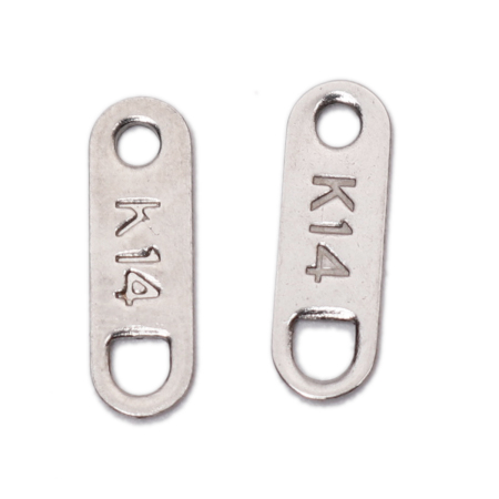 Picture of 304 Stainless Steel Chain Tail Extender Connectors For Jewelry Necklace Bracelet Silver Tone Oval Message 11mm x 3mm, 10 PCs
