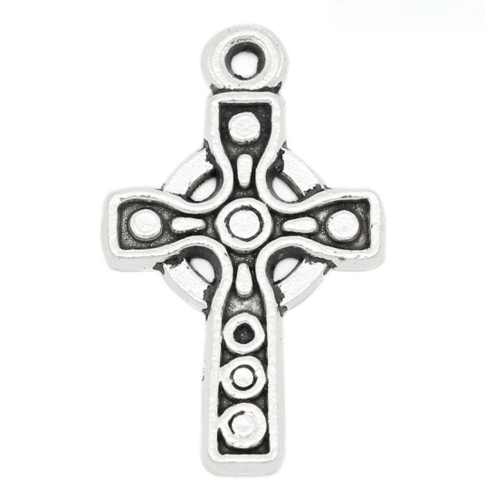Изображение Подвеска "Крест"  Античное Серебро, 26x16mm, Проданная 40шт|уп