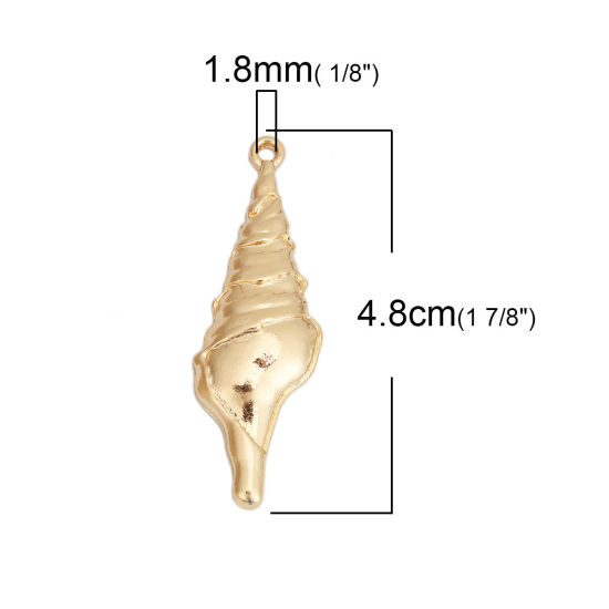 Picture of Zinc Based Alloy Ocean Jewelry Pendants Conch/ Sea Snail Gold Plated 4.8cm x 1.6cm, 5 PCs