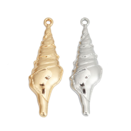 Picture of Zinc Based Alloy Ocean Jewelry Pendants Conch/ Sea Snail Gold Plated 4.8cm x 1.6cm, 5 PCs