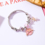 Picture of Zinc Based Alloy & Stainless Steel Bangles Bracelets Silver Tone Light Pink Round Flower Adjustable 5.5cm Dia., 1 Piece