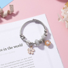 Imagen de Aleación del Cinc & Acero Inoxidable Brazalete Tono de Plata Ronda Ajustable 5cm Diámetro, 1 Unidad