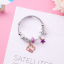 Immagine di Lega di Zinco & Acciaio Inossidabile Braccialetto Tono Argento Rosa & Viola Tondo Stella Regolabile 5.5cm Dia, 1 Pz