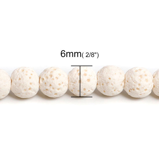 Picture of Lava Rock ( Natural ) Beads Round White About 6mm Dia., Hole: Approx 1.5mm, 40cm(15 6/8") long, 1 Strand (Approx 64 PCs/Strand)