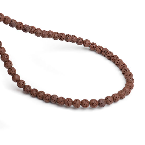 Picture of Lava Rock ( Natural ) Beads Round Brown About 6mm Dia., Hole: Approx 1.5mm, 40cm(15 6/8") long, 1 Strand (Approx 64 PCs/Strand)