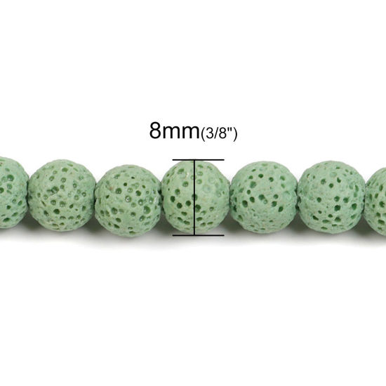Picture of Lava Rock ( Natural ) Beads Round Light Green About 8mm Dia., Hole: Approx 2.2mm, 40cm(15 6/8") long, 1 Strand (Approx 51 PCs/Strand)