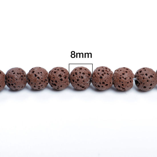 Picture of Lava Rock ( Natural ) Beads Round Brown About 8mm Dia., Hole: Approx 2.2mm, 40.5cm(16") long, 1 Strand (Approx 51 PCs/Strand)