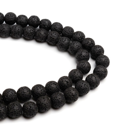 Picture of Lava Rock ( Natural ) Beads Round Black About 10mm Dia., Hole: Approx 2.3mm, 39.5cm(15 4/8") long, 1 Strand (Approx 41 PCs/Strand)