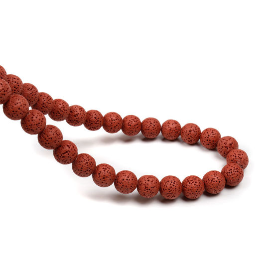 Picture of Lava Rock ( Natural ) Beads Round Red Brown About 12mm Dia., Hole: Approx 2.3mm, 38cm(15") long, 1 Strand (Approx 34 PCs/Strand)