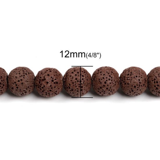 Picture of Lava Rock ( Natural ) Beads Round Brown About 12mm Dia., Hole: Approx 2.3mm, 37cm(14 5/8") long, 1 Strand (Approx 34 PCs/Strand)