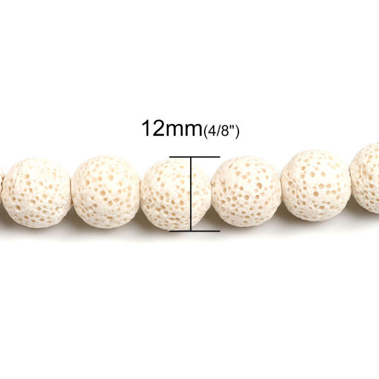 Picture of Lava Rock ( Natural ) Beads Round White About 12mm Dia., Hole: Approx 2.3mm, 38cm(15") long, 1 Strand (Approx 34 PCs/Strand)