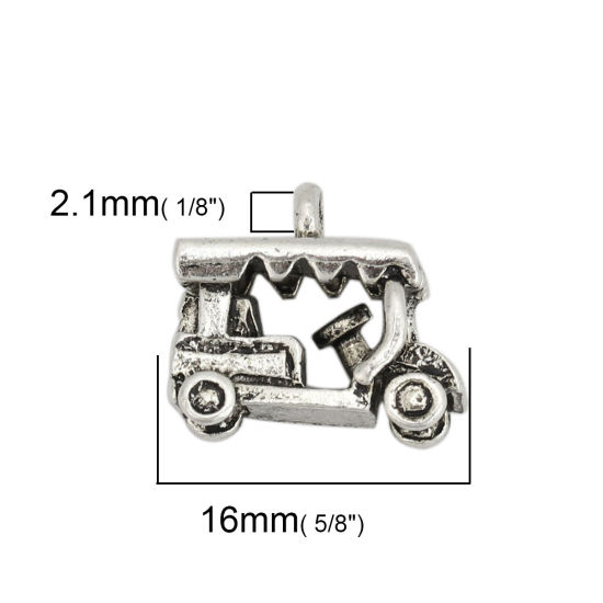 Immagine di Lega di Zinco 3D Charms Carrello da golf Argento Antico 16mm x 14mm , 10 Pz