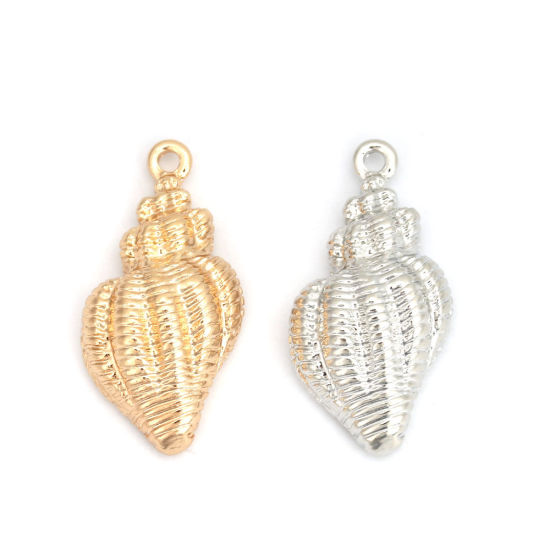 Imagen de Zamak Joyería del océano Colgantes Charms Caracola Argentado 28mm x 15mm, 5 Unidades