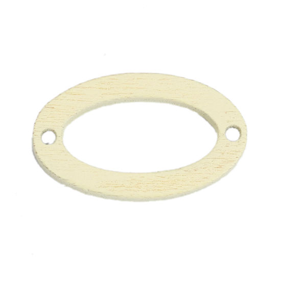 Bild von Natürliches Holz Verbinder Oval Beige Hohl, 25mm x 15mm, 50 Stück