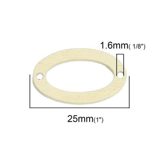 Bild von Natürliches Holz Verbinder Oval Beige Hohl, 25mm x 15mm, 50 Stück