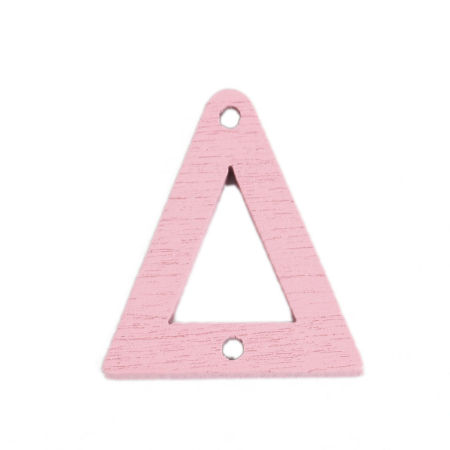 Image de Connecteurs en Bois Naturel Triangle Rose Creux 21mm x 19mm, 50 Pcs