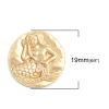 Imagen de Zamak Metal Shank Botón Agujero Solo Ronda Chapado En Oro Sirena 19mm Dia, 5 Unidades