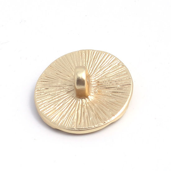 Immagine di Lega di Zinco Metallo Gambo Bottone Single hole Tondo Oro Placcato Oro Sirena Pesce Disegno 19mm Dia, 5 Pz