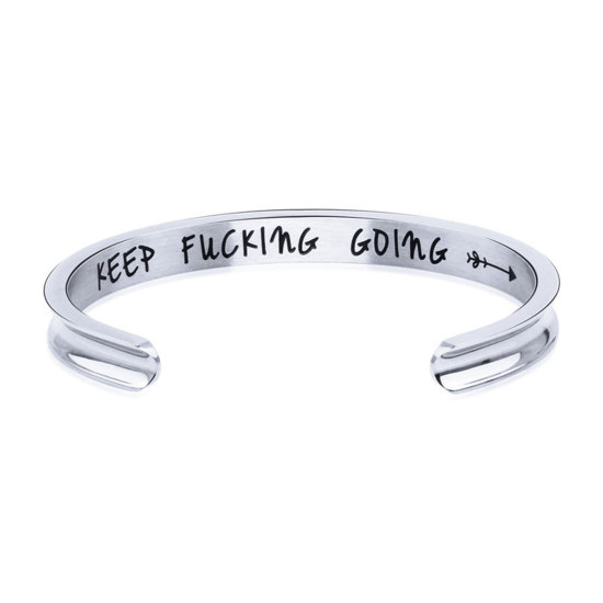 Immagine di Acciaio al titanio Aprire Braccialetti Tondo Argento Placcato 16cm Lunghezza, 1 Pz