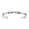 Picture of Titanium Steel Open Cuff Bangles Bracelets Round Silver Plated 15.5cm(6 1/8") long, 1 Piece