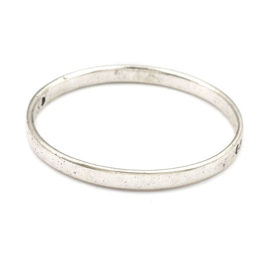 Imagen de Zamak Open Back Bezel Colgantes para Resina Plata Antigua Ronda 6.1cm Dia., 2 Unidades