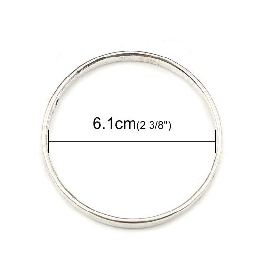 Imagen de Zamak Open Back Bezel Colgantes para Resina Plata Antigua Ronda 6.1cm Dia., 2 Unidades