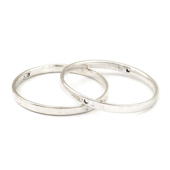 Imagen de Zamak Open Back Bezel Colgantes para Resina Plata Antigua Ronda 6.1cm Dia., 2 Unidades