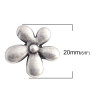 Picture of Zinc Based Alloy Sewing Shank Buttons 3 Holes Flower Antique Silver Color Filled 20mm x 19mm, 10 PCs