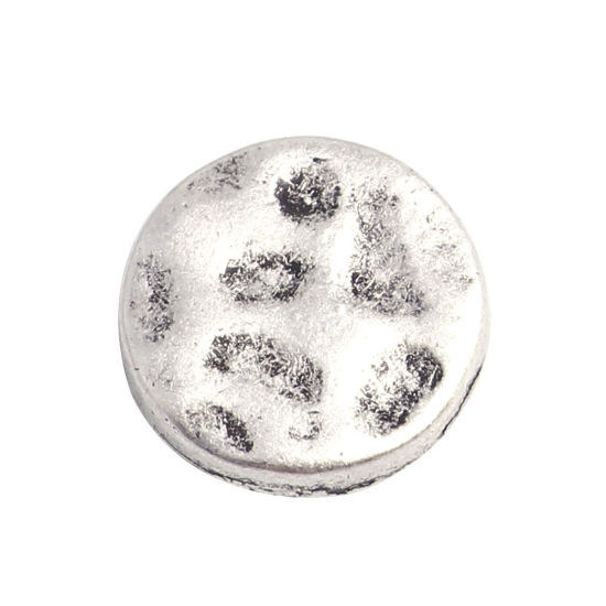 Picture of Zinc Based Alloy Sewing Shank Buttons Single Hole Round Antique Silver Color Filled 12mm Dia., 10 PCs