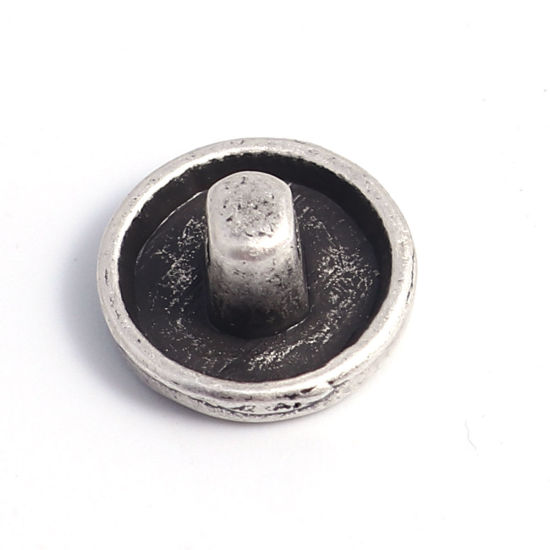 Picture of Zinc Based Alloy Sewing Shank Buttons Single Hole Round Antique Silver Color Filled 12mm Dia., 10 PCs
