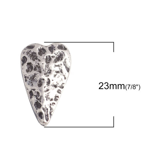 Picture of Zinc Based Alloy Sewing Shank Buttons Single Hole Heart Antique Silver Color Filled 23mm x 13mm, 10 PCs