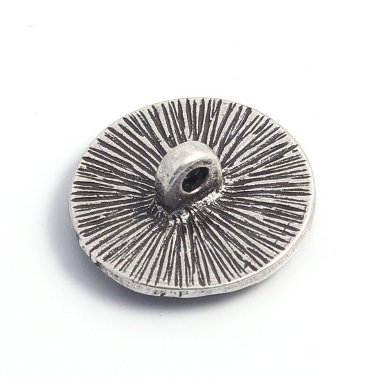 亜鉛合金 裏穴ボタン 単穴 円形 銀古美 人魚柄 19mm 直径、 5 個 の画像
