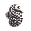 Picture of Zinc Based Alloy Sewing Shank Buttons Single Hole Seahorse Animal Antique Silver Color Filled 23mm x 18mm, 5 PCs