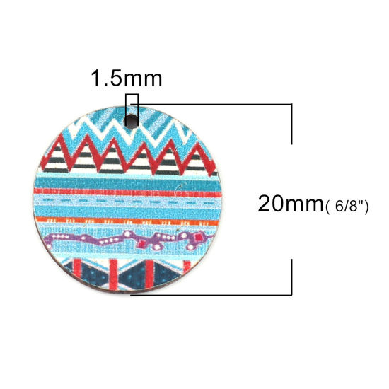 Picture of Natural Wood Charms Round Multicolor 20mm x 20mm, 30 PCs