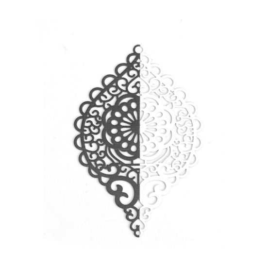 Image de Pendentifs en Laiton Ovale Noir & Blanc Cœur Estampe en Filigrane 5.8cm x 3.7cm, 5 Pcs                                                                                                                                                                        