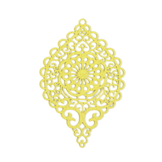 Image de Pendentifs en Laiton Ovale Jaune Cœur Estampe en Filigrane 5.8cm x 3.7cm, 5 Pcs                                                                                                                                                                               