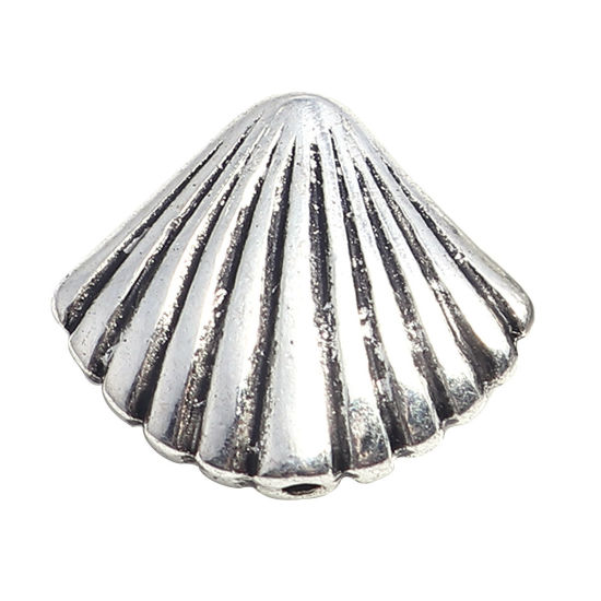 Immagine di Lega di Zinco Gioielli Oceanici Perline Conchiglia Argento Antico Circa 16mm x 14mm, Foro:Circa 1mm, 20 Pz